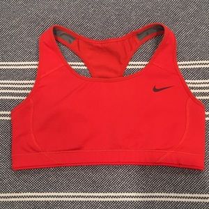 Red Nike sports bra size small